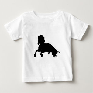 Camiseta Para Bebê Silhuette de Cavalo Branco Negro Corrente