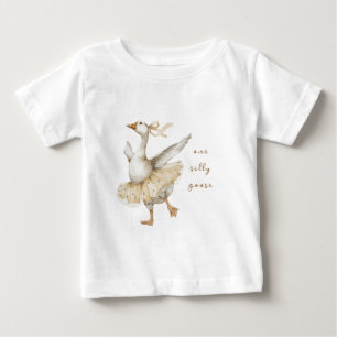 Camiseta Para Bebê Silly Goose 3º Aniversário Aquarela