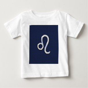 Camiseta Para Bebê Silver Leo Zodiac - Símbolo Marinho de fibra de c