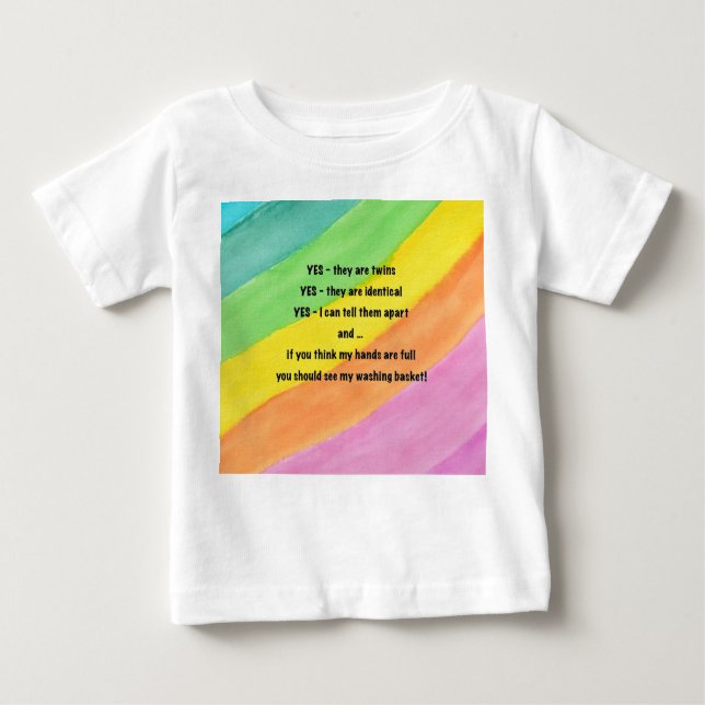 Camiseta Para Bebê "Sim, são gêmeos" Rainbow Baby T-shirt (Frente)
