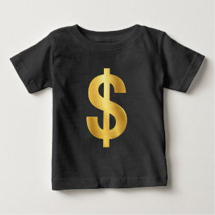 Camiseta Para Bebê Símbolo de Cifrão de Dólar de Ouro – Luxo Minimali