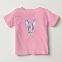 Camiseta Para Bebê Símbolo de Coração de Orelha de Coelho Fofo