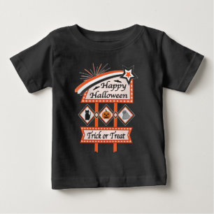 Camiseta Para Bebê Símbolo de Dia das Bruxas da Vintagem Retroativa -