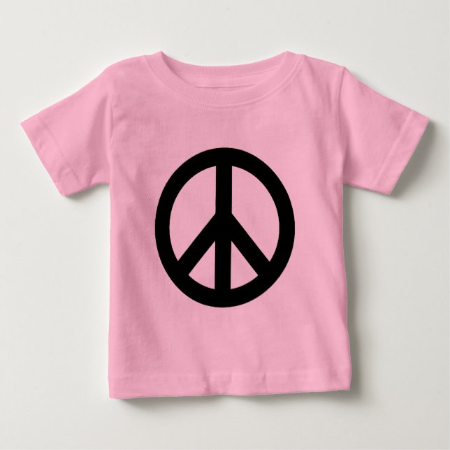 Camiseta Para Bebê Símbolo de Paz em Preto e Branco (Frente)