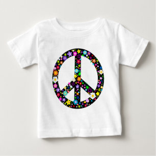Camiseta Para Bebê Símbolo de paz floral