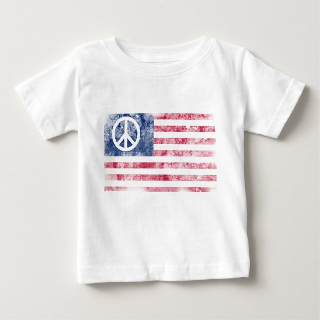 Camiseta Para Bebê Símbolo de Sinalizador Americano e Paz - Design (Frente)