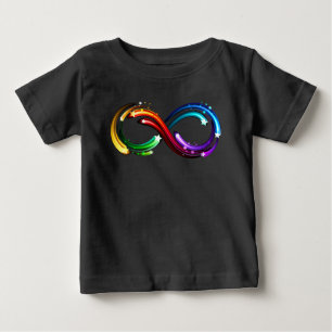 Camiseta Para Bebê Símbolo do infinito de cometas arco-íris
