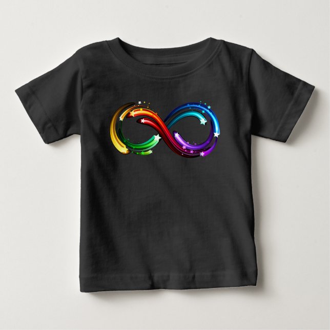 Camiseta Para Bebê Símbolo do infinito de cometas arco-íris (Frente)