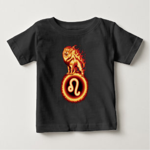 Camiseta Para Bebê Símbolo do Leão de Fogo - Símbolo Leo Zodiac