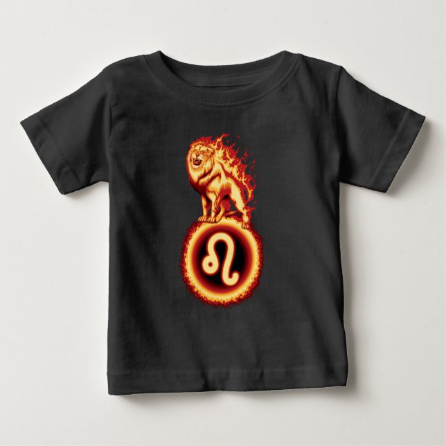 Camiseta Para Bebê Símbolo do Leão de Fogo - Símbolo Leo Zodiac (Frente)