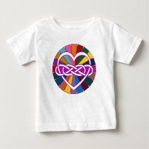 Camiseta Para Bebê Símbolo duplo Infinito Brilho colorido do coração