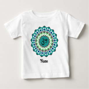 Camiseta Para Bebê Símbolo Espiritual Mandala Yoga Om Blue Personaliz