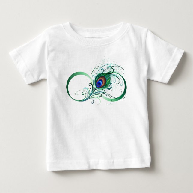 Camiseta Para Bebê Símbolo Infinito com Pavão (Frente)