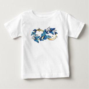 Camiseta Para Bebê Símbolo infinito de borboletas azuis Morpho