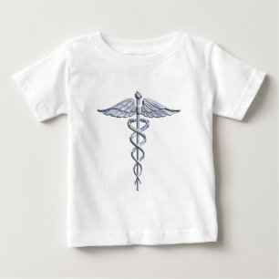 Camiseta Para Bebê Símbolo médico de Caduceus a preto