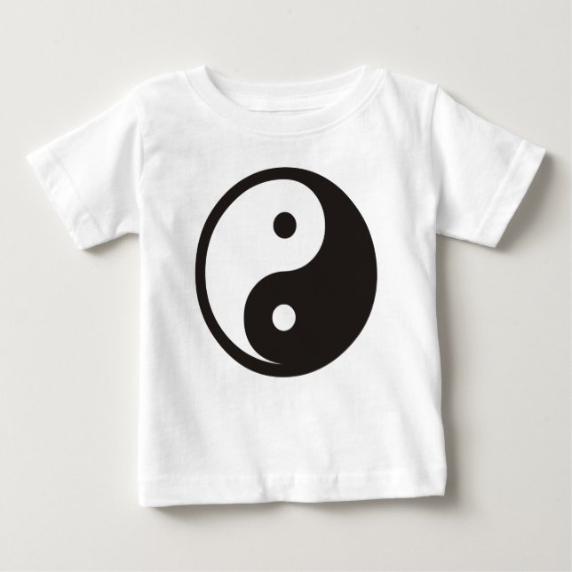 Camiseta Para Bebê Símbolo Yin Yang - design de tatuagem sólida (Frente)