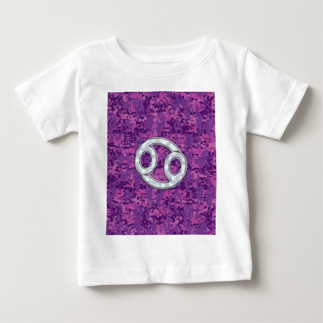 Camiseta Para Bebê Símbolo Zodiac do Cancer Pearl na Camo Digital (Frente)