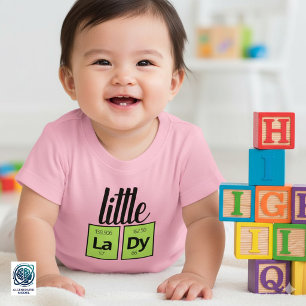 Camiseta Para Bebê Símbolos de Elementos da Tabela Periódica da Peque