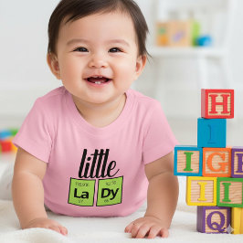 Camiseta Para Bebê Símbolos de Elementos da Tabela Periódica da Peque