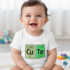 Camiseta Para Bebê Símbolos de Elementos da Tabela Periódica Fofos