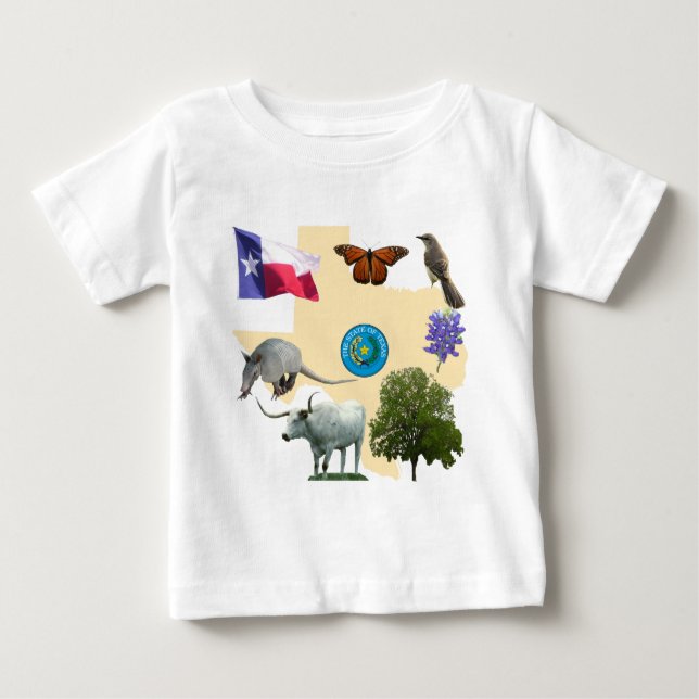 Camiseta Para Bebê Símbolos do Estado do Texas (Frente)