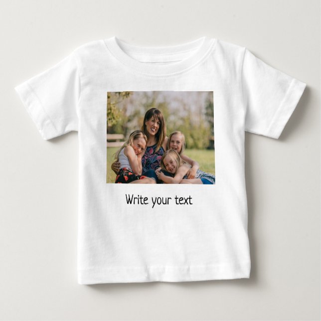 Camiseta Para Bebê simples e mínimo adicione seu texto foto natal nat (Frente)