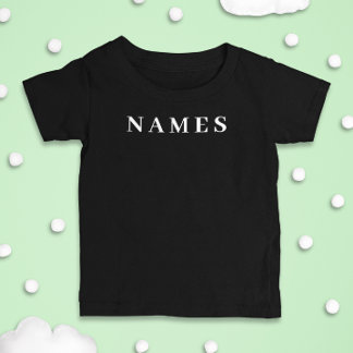 Camiseta Para Bebê Simples Preto Personalizado Adicionar Seu Nome Ele
