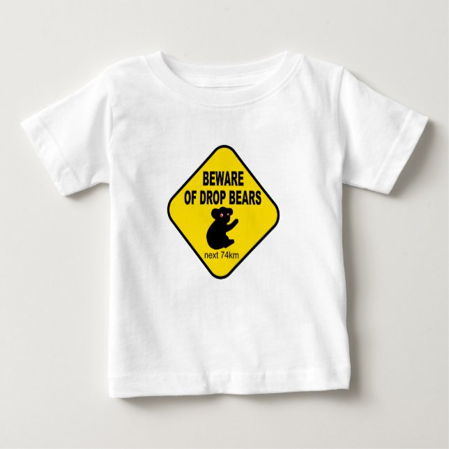 Camiseta Para Bebê Sinal australiano engraçado. Beware dos ursos da (Frente)