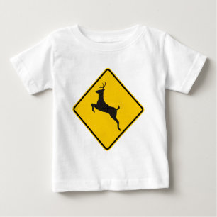 Camiseta Para Bebê Sinal da estrada do cruzamento dos cervos