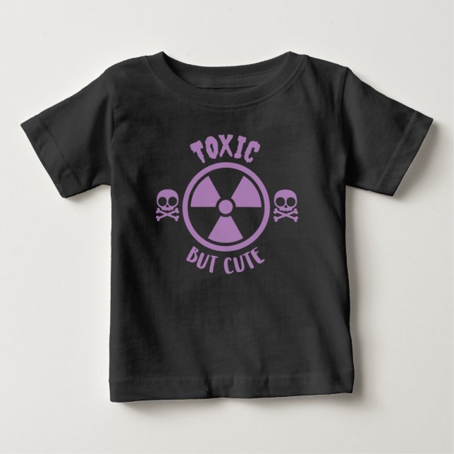 Camiseta Para Bebê Sinal de Aviso Tóxico Mas Cortês (Frente)