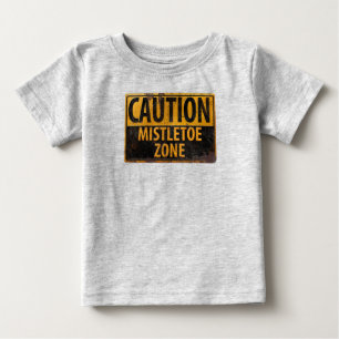 Camiseta Para Bebê Sinal de beijo do bebê do Natal da zona do visco