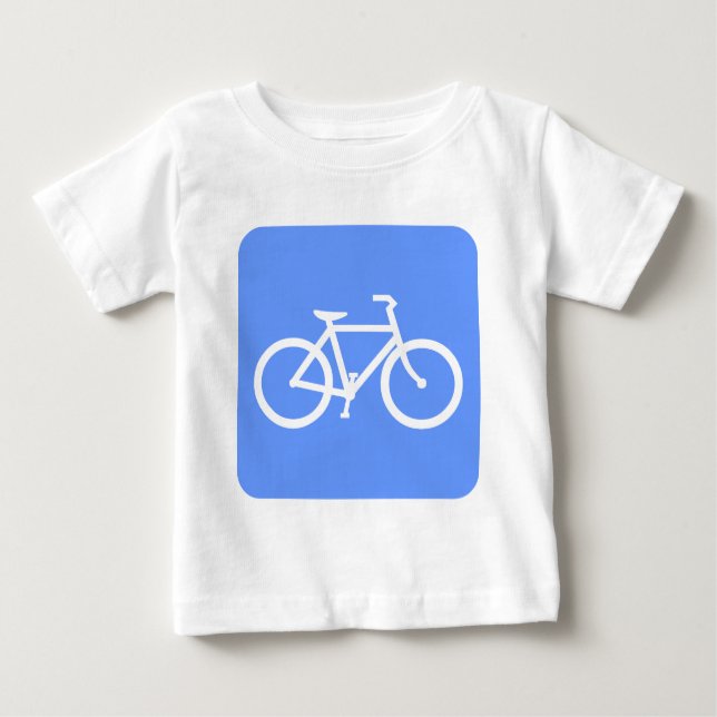 Camiseta Para Bebê Sinal de Bicicleta - Azul Bebê (Frente)