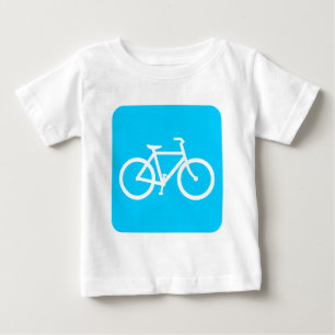 Camiseta Para Bebê Sinal de Bicicleta - Azul Céu