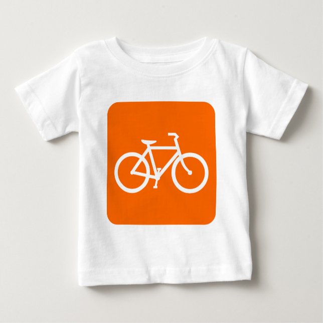 Camiseta Para Bebê Sinal de Bicicleta - Branco (Frente)