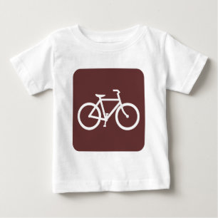 Camiseta Para Bebê Sinal de Bicicleta - Castanho Escuro