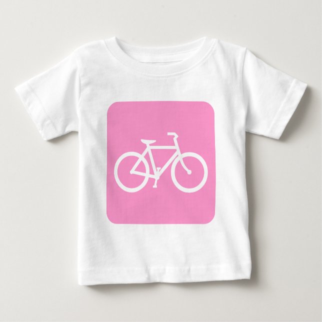 Camiseta Para Bebê Sinal de Bicicleta - Rosa (Frente)