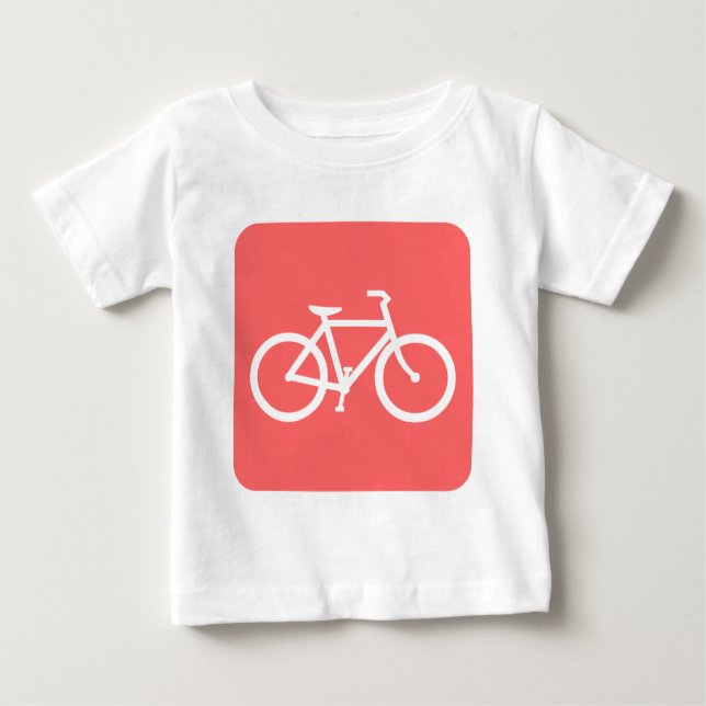Camiseta Para Bebê Sinal de Bicicleta - Rosa Tropical (Frente)