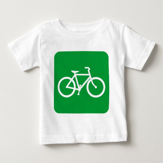 Camiseta Para Bebê Sinal de Bicicleta - Verde de Grama (Frente)