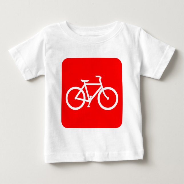 Camiseta Para Bebê Sinal de Bicicleta - Vermelho (Frente)
