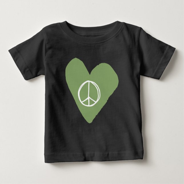 Camiseta Para Bebê Sinal de Paz Coração (Frente)
