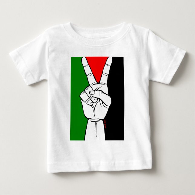 CAMISETA PARA BEBÊ SINAL DE PAZ DA BANDEIRA DE PALESTINA (Frente)