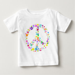 Camiseta Para Bebê Sinal de paz das flores