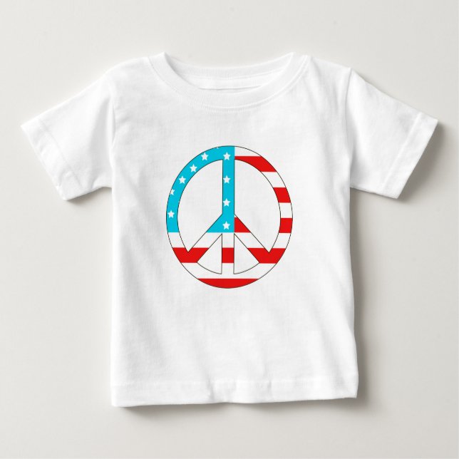 Camiseta Para Bebê Sinal de Paz de Bandeira Americana (Frente)