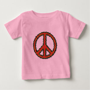 Camiseta Para Bebê Sinal de Paz de Zig Zag Vermelho