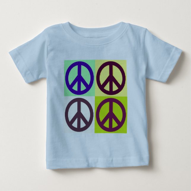 Camiseta Para Bebê Sinal de Paz Pop Art (Frente)