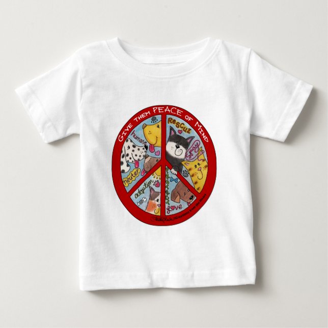 Camiseta Para Bebê Sinal de Paz Proteção Animal (Frente)