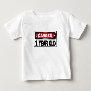 Camiseta Para Bebê Sinal de Perigo 1 Ano