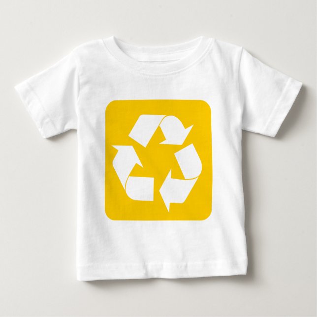 Camiseta Para Bebê Sinal de reciclagem - âmbar (Frente)