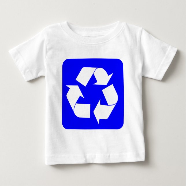 Camiseta Para Bebê Sinal de reciclagem - Azul (Frente)