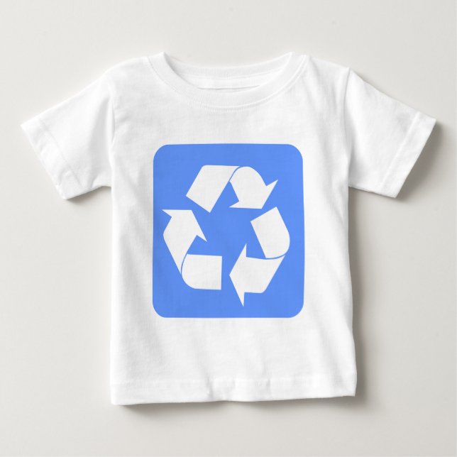 Camiseta Para Bebê Sinal de reciclagem - Azul-bebê (Frente)